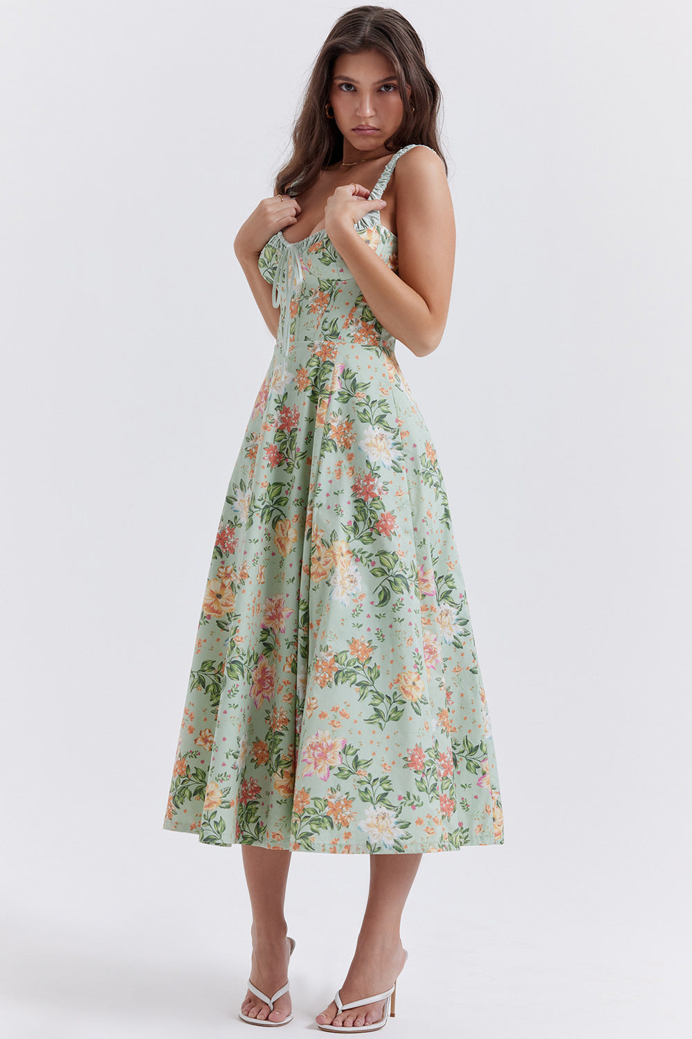 Floral Corset Slit Dress