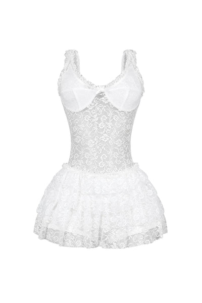 Myrah Lace Ruffle Mini Dress