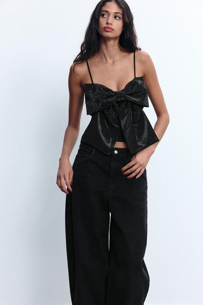 Bella - Sparkled Bow Crop Top