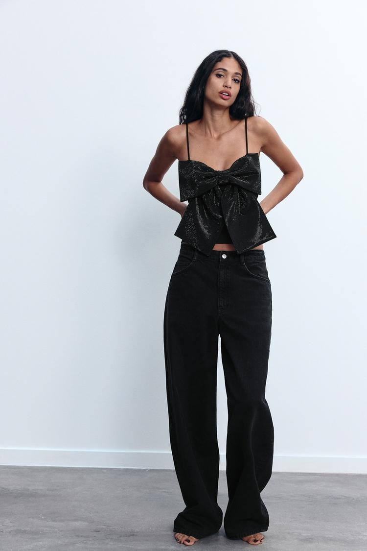 Bella - Sparkled Bow Crop Top