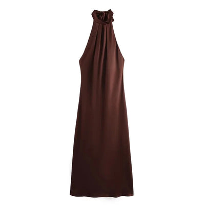 Nora Satin Halter Neck Dress