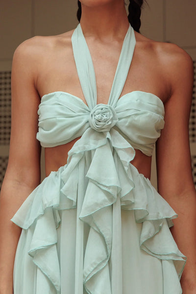 Chiffon | Cut-Out Ruffle Maxi Dress