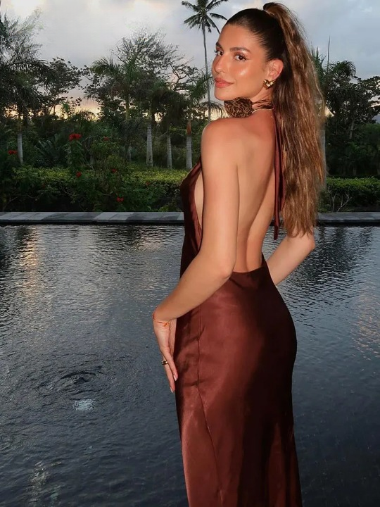 Nora Satin Halter Neck Dress
