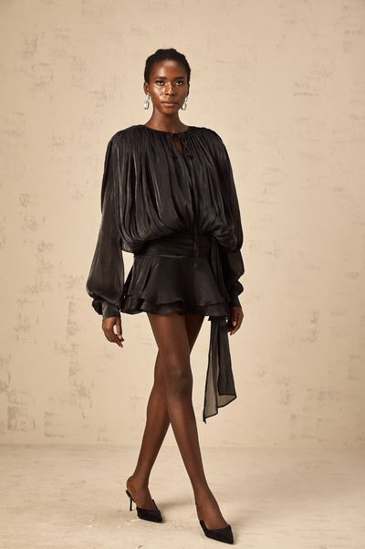 Stella Pleated Ruffled Mini Dress