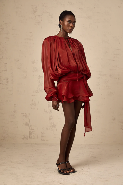Stella Pleated Ruffled Mini Dress