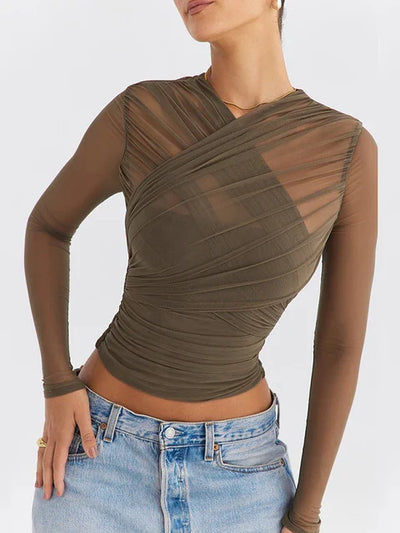 Katriona l Elegant Long-sleeved Top With V-Neck