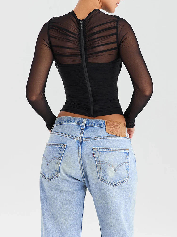 Katriona l Elegant Long-sleeved Top With V-Neck