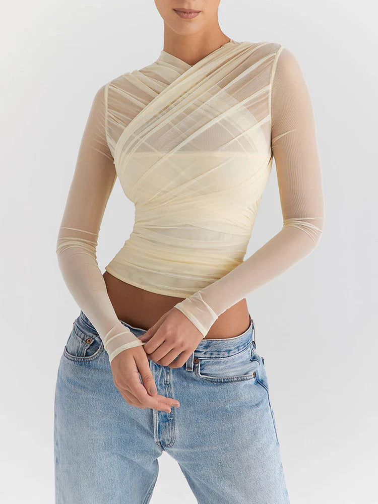 Katriona l Elegant Long-sleeved Top With V-Neck
