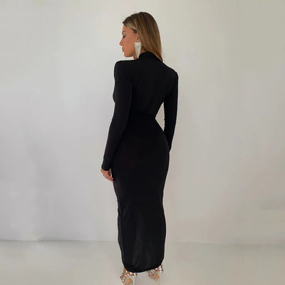 Plunging Neckline Empire Waist Maxi Dress