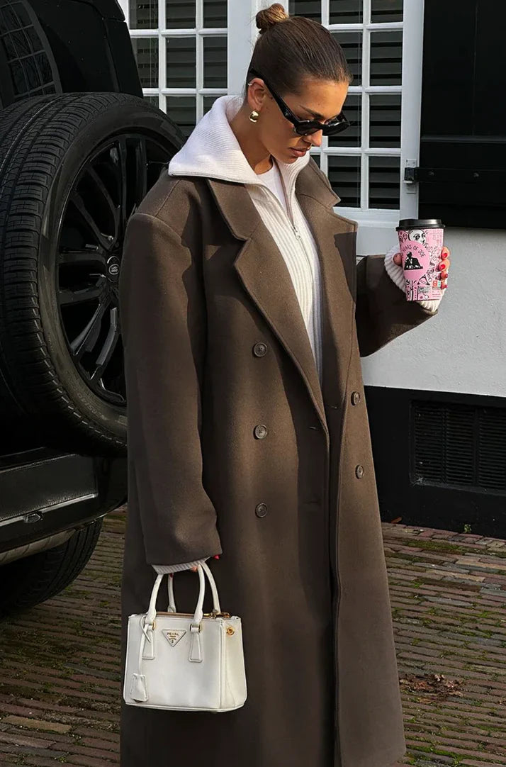 Hana Elegant Brown Oversized Coat