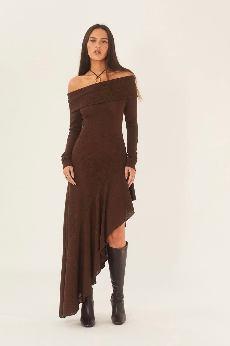 Riva Asymmetrical Off-Shoulder Dress