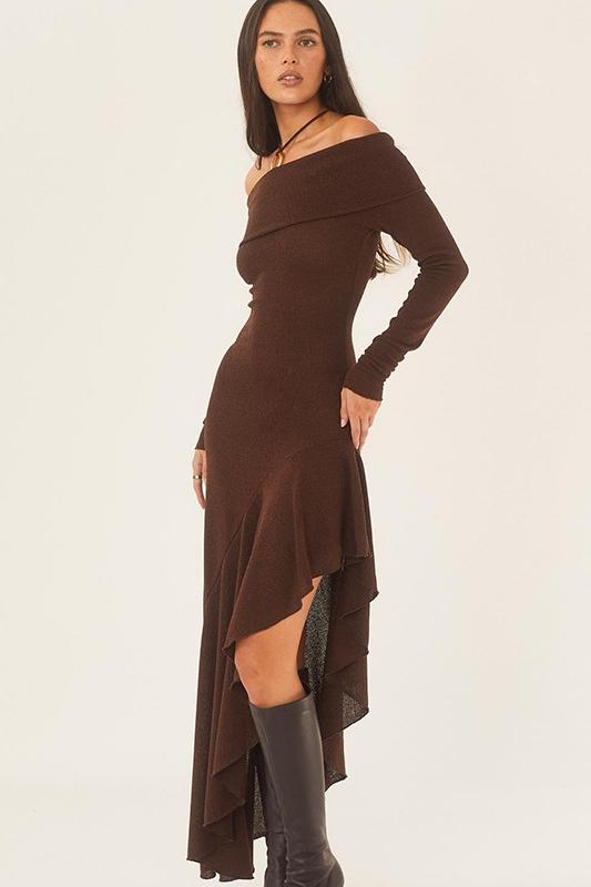 Riva Asymmetrical Off-Shoulder Dress