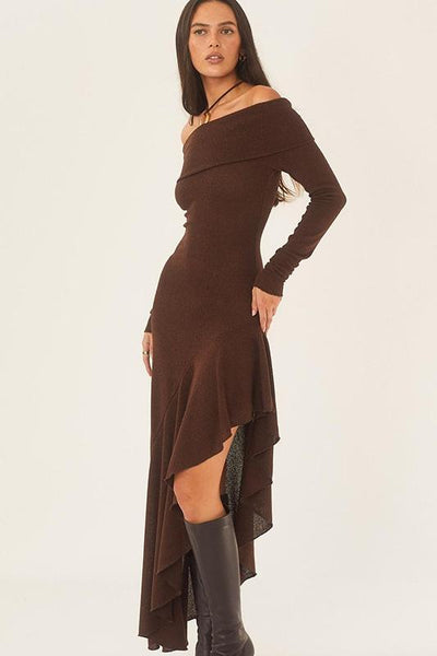 Riva Asymmetrical Off-Shoulder Dress
