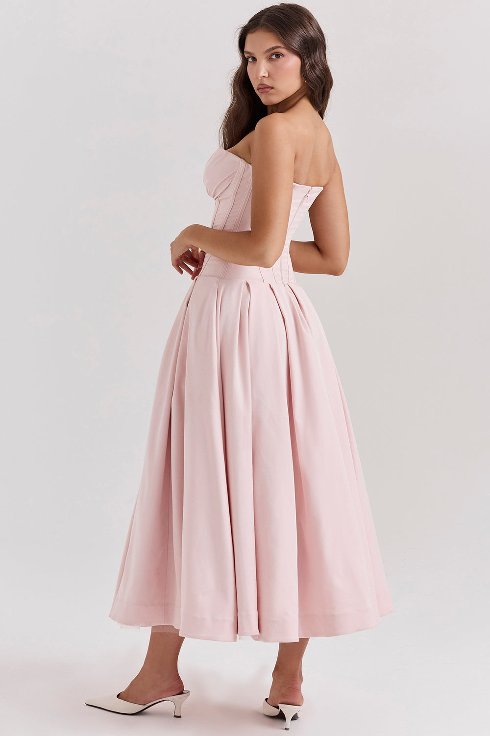 Lina Strapless Midi Dress – Sweetheart Neckline